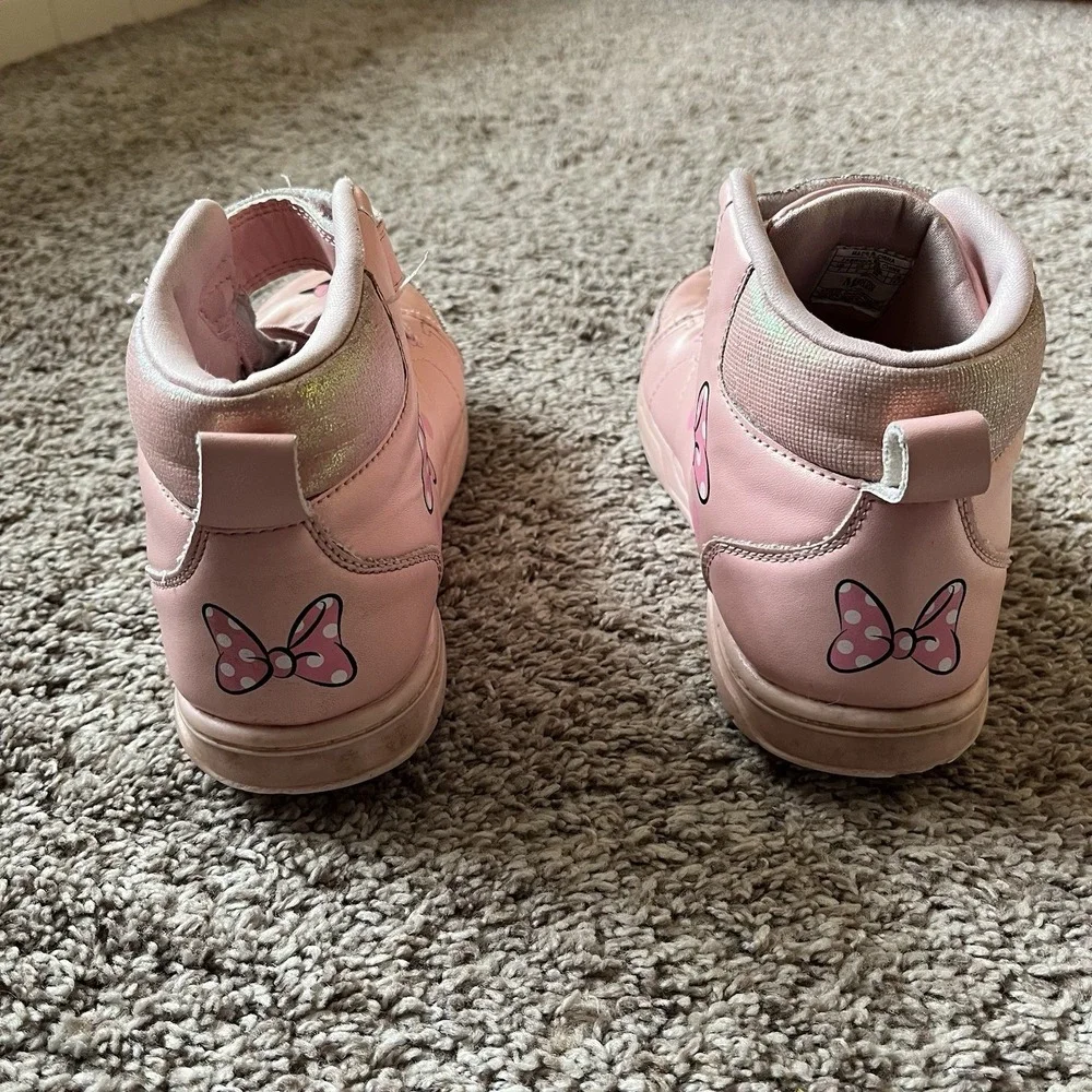 Disney Minnie Mouse Shoes Pink Girls Size 4 Hi Top No Lace‎